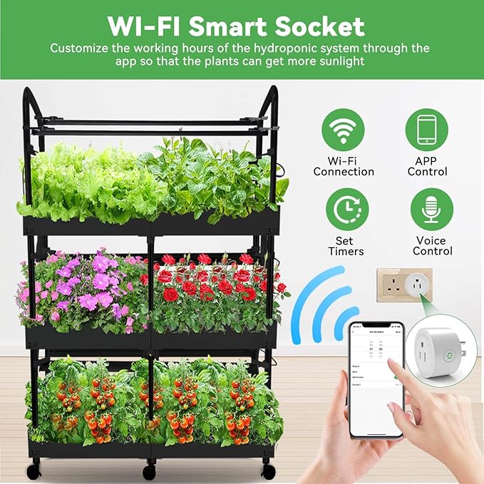 Large 3-Tier Indoor Hydroponics System Kit with Grow Lights Dual Growing Medium Double Water Pump Indoor Garden 88 Pods for Vegetables Herbs Microgreens (Black)