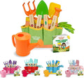Matching Board Book - Green Kids Gardening Tools Set Includes Sturdy Tote Bag Watering Can Shovel Rake and Trowel - Garden Storybook - Kids Garden Tools- Easter Gifts for Toddler Age on up.