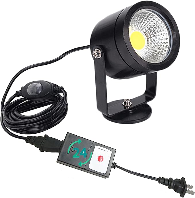 Outdoor LED Spotlight Timer Waterproof Bright Outdoor Flag Light Landscape Automatic Mini Lawn Lamp 5W Graden Lights Lawn Decorative Lamp with Plug Courtyard Front Yard Warm White