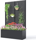 Metal Planter Box with Trellis 71X47X16 Privacy Planter for Patio Large Raised Garden Bed with Privacy Screen for Climbing Plants with Drainage Holes 15.7 Deep Planting Bed