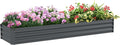 Outsunny 8 x 2 x 1ft Galvanized Raised Garden Bed Kit Outdoor Metal Elevated Planter Box with Safety Edging Large Raised Bed for Growing Flowers Herbs and Vegetables Dark Gray