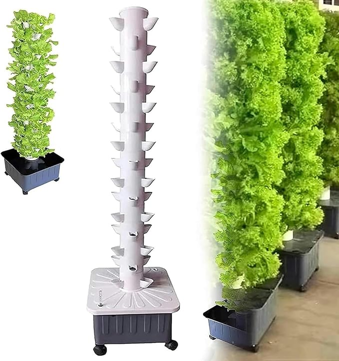 45 Holes Hydroponics Growing System Indoor Grow System Vertical Grow Tower Soilless Cultivation Growing System for Herbs Fruits and Vegetables