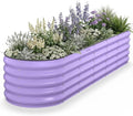 Kesfitt Raised Garden Bed Metal Galvanized Steel Oval Garden Bed 8x2x1.5 ft with 18-Inch Deep Open-Bottom Design for Outdoor Vegetable Gardening Lavender Purple