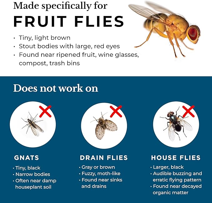 Wondercide - Fruit Fly Traps for Indoors - Fruit Fly Killer - Pet and People Safe - Made in USA &amp Plant Based - 5.4 oz - 2 Pack