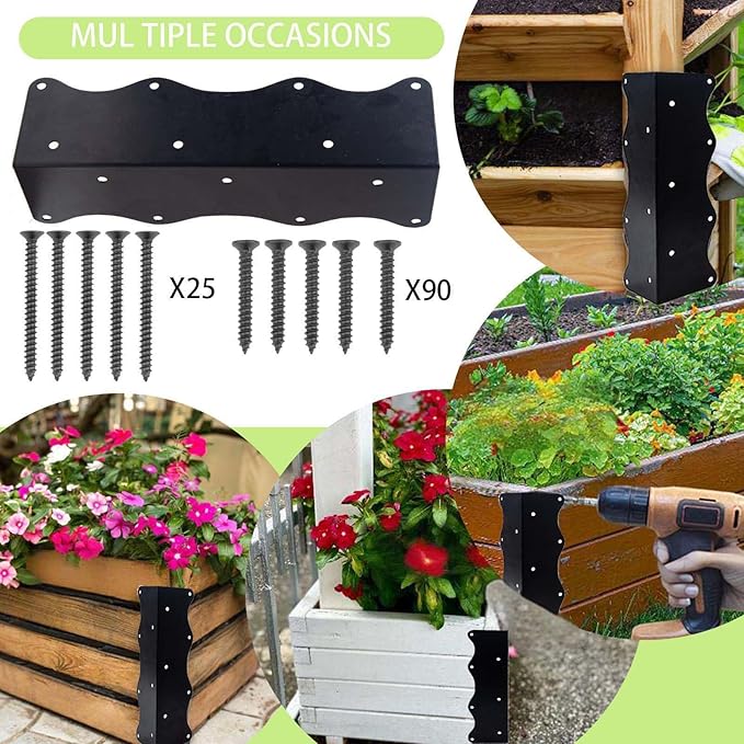 8 Pack Raised Garden Bed Corner Brackets 11x3x3 Heavy-Duty Metal Rust Resistant Corner Brackets Reinforced Connectors with Screws Fits 12-24 Garden Bed Shelves Wood Frame