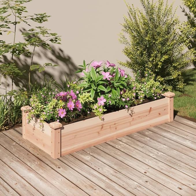 SKM Garden Raised Bed with Liner 120x45x25 cm Solid Wood Fir (Weight-7KG)