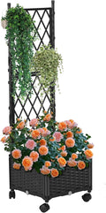 Planter with Trellis Raised Garden Beds Trellis Planter Box Outdoor Self-Watering for Gardening Climbing Vegetables Flowers Balcony Backyard Patio Black1PC