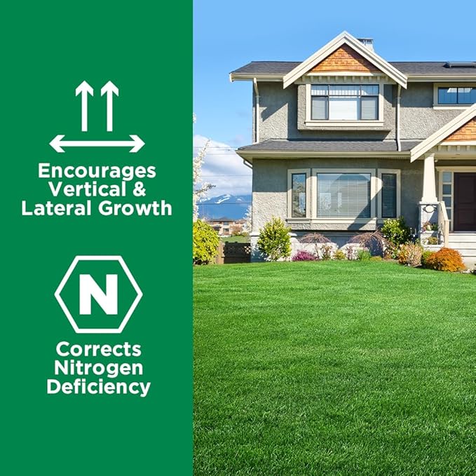 Maximum Green &amp Growth Fertilizer High Nitrogen 28-0-0 Liquid Lawn Food Spray Spring &amp Summer- Any Grass Type- Simple Lawn Solutions - Concentrated Quick &amp Slow Release Attached Sprayer (3
