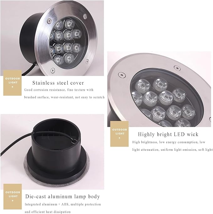 LED Underground Light Outdoor Ground Light AC85-110V IP66 Waterproof Embedded Buried Lights for Garden Yard Driveway Deck Pathway Landscape Spotlight