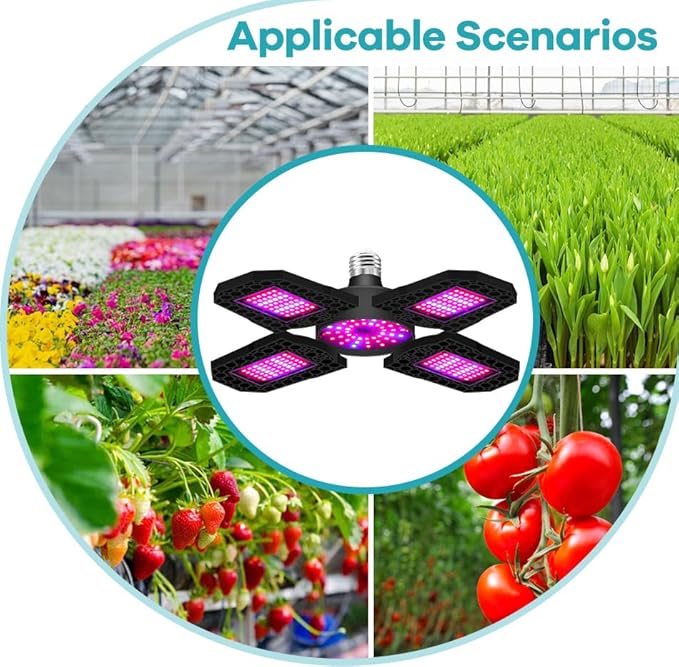 300W LED Plant Growth Light 210LEDs Foldable Deformable Panels Lights E26/E27 Base Sunlight Replacement Indoor Vegetables Hydroponics Greenhouse Tent Lamps with Fruits Flowers Succulents Moss