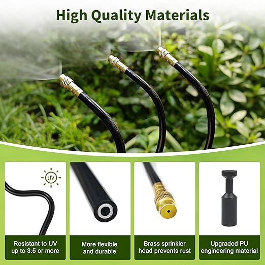 60FT Drip Irrigation System Automatic Garden Watering Kit with 360° Bendable Hose &amp 20 Adjustable Nozzles Water Pressure Powered Sprinkler System for Greenhouse Lawn GardenYard &amp Plants