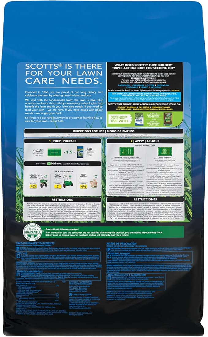 Scotts Turf Builder Triple Action Built For Seeding Weed Preventer and Fertilizer for New Lawns 4000 sq. ft. 17.2 lbs.