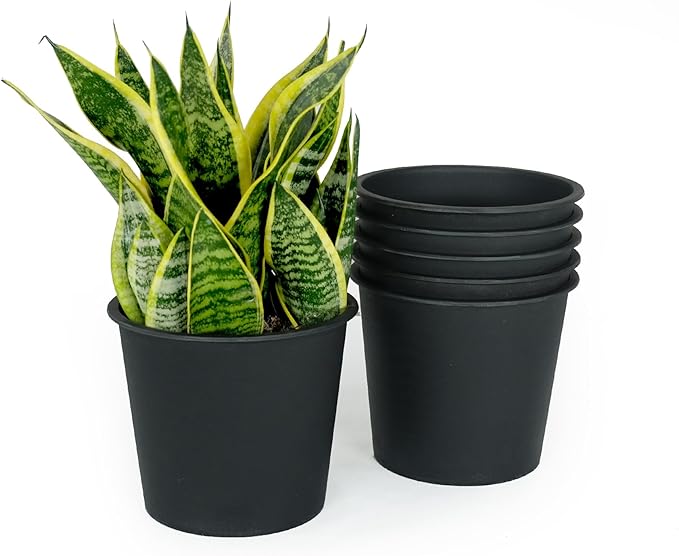 5 Round Plant Pot GPlastic Pots with Drainage (5 Pack)