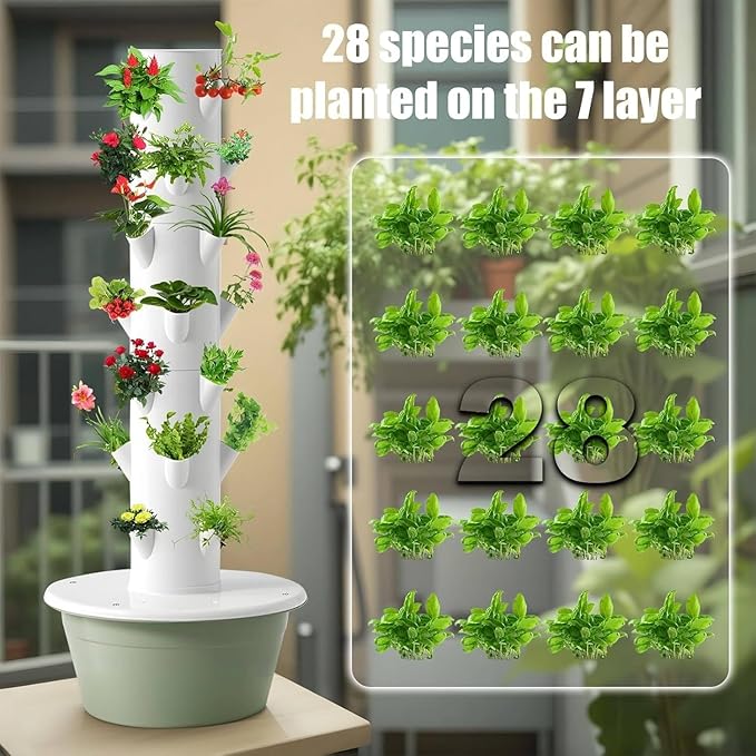 Vertical Hydroponic Grow Tower Aeroponic Tower Hydroponics Growing Kitswith LED Grow Lights and Automatic Timer for Fruits and Vegetables 7thfloor