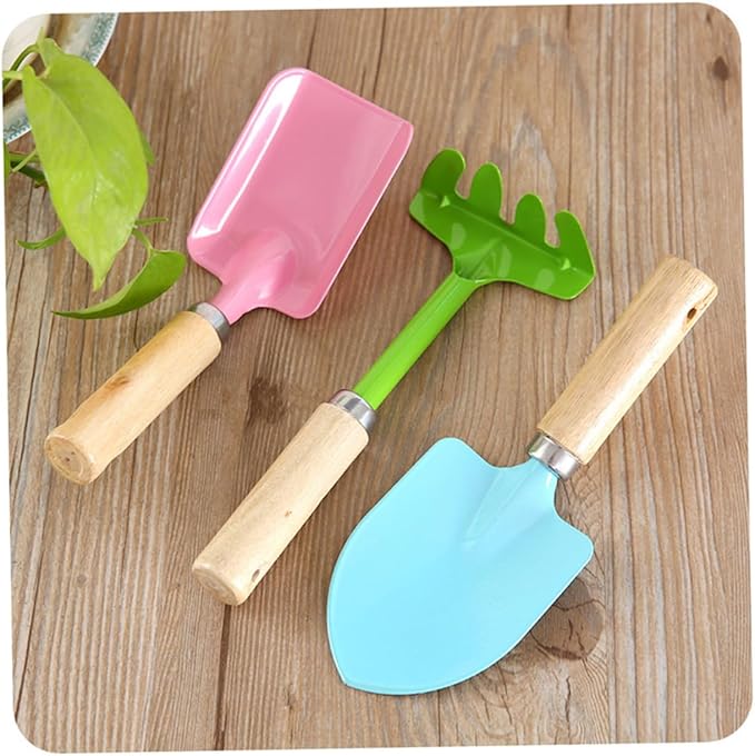 Milisten Kids Tool Kit 2 Sets/6pcs Mini Garden Tools Trowel Rake Shovel Wooden Handles Safe Fun for Boys Girls Random Color