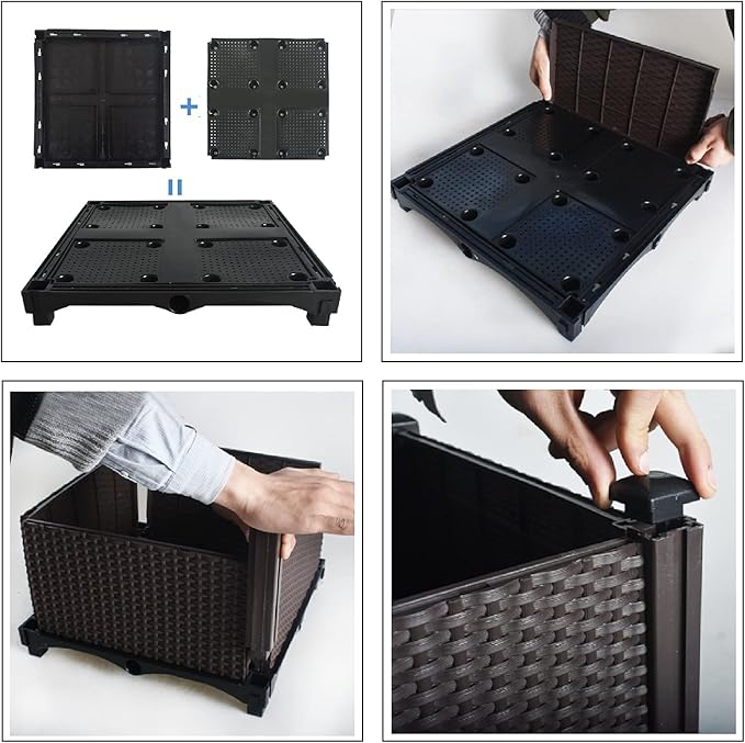 Raised Garden Bed Kit Elevated Planter Boxes for Outdoor Flower Balcony Vegetable Grow Planting Container Brown with Self-Watering Disks
