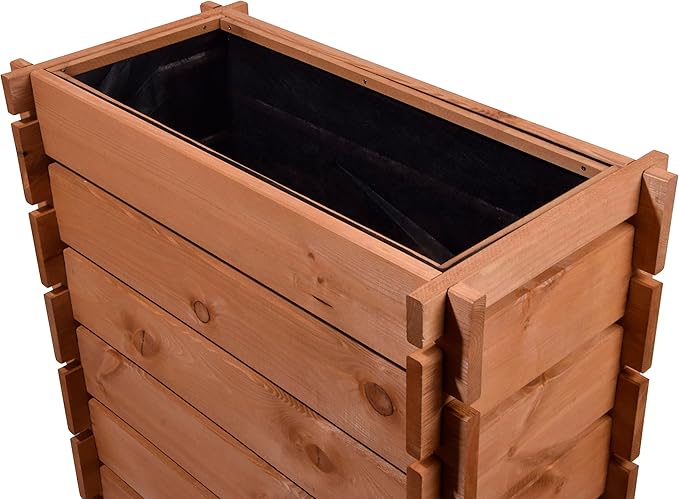 58440FSCe Raised Bed with Interlocking System Pine 79 x 37 x 79 cm Brown