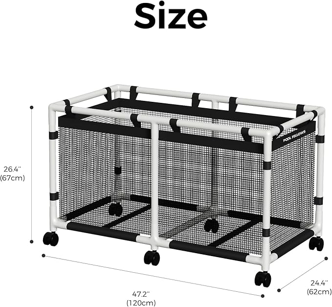 Pool Storage Bin 90 Gallons Holder for Noodles Toys Floats Towels Mesh Organizer for Swimming Equipments Mini Plus Style