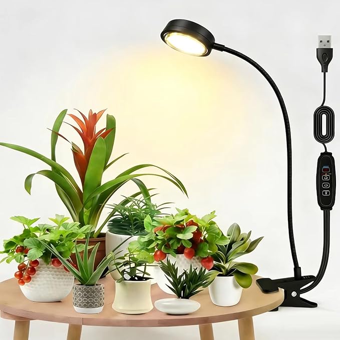 Indoor Plant Grow Lights | Full Spectrum LED Lighting with Daylight Simulation - Clamp for Growing | For Home Office Greenhouse Shelf