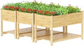 Kullavik 3 pcs Raised Garden Bed with LegsOutdoor Elevated Cedar Wood Planter Box with Storage Shelf for Vegetables/Flowers/Herbs in Balcony/Backyard/Patio220lb Capacity-Natural