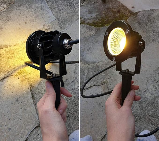 Kiven Outdoor Landscape Lighting 5W Waterproof 3000K Warm White Landscape Lights Come with Spiked Stand for Lawn Garden Landscape Spotlight Along Driveway or Pathways (2 Packs)