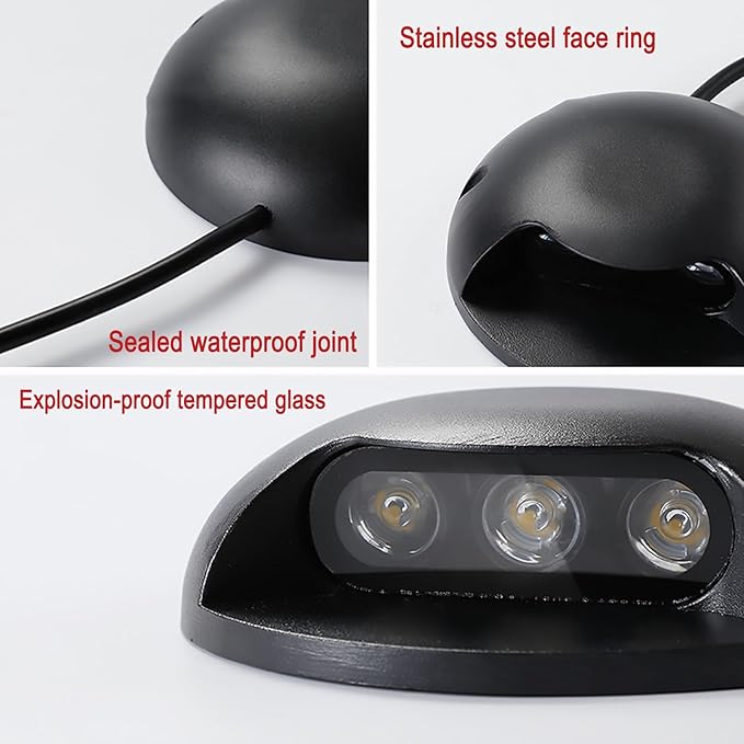 LED Landscape Lights - Outdoor Buried Lights Warm White AC 220V Ground Spotlight IP67 Waterproof Walkway Light Stair Step Light No Need to Drill Holes Wall Light Easy Installation