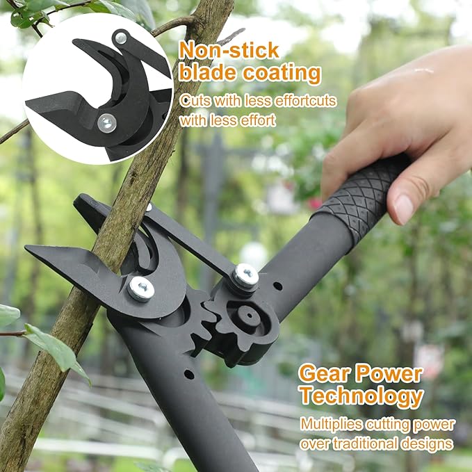 Garden Shears Tool Set 3 Pcs - Heavy Duty Lopper Hedge Shears &amp Pruning Saw for Tree Branches Hedges Backyard &amp Fruit Trees Carbon Steel Blades