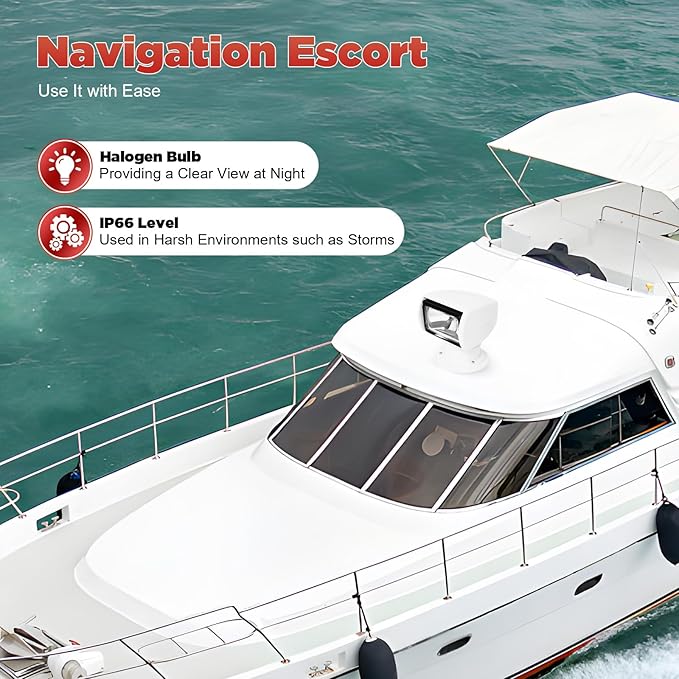Boat Spotlights 12V 100W Boat Spotlight with Remote Control Boat Search Lights Boat Searchlight Halogen Searchlight Spotlight for Yachts Fishing Boats