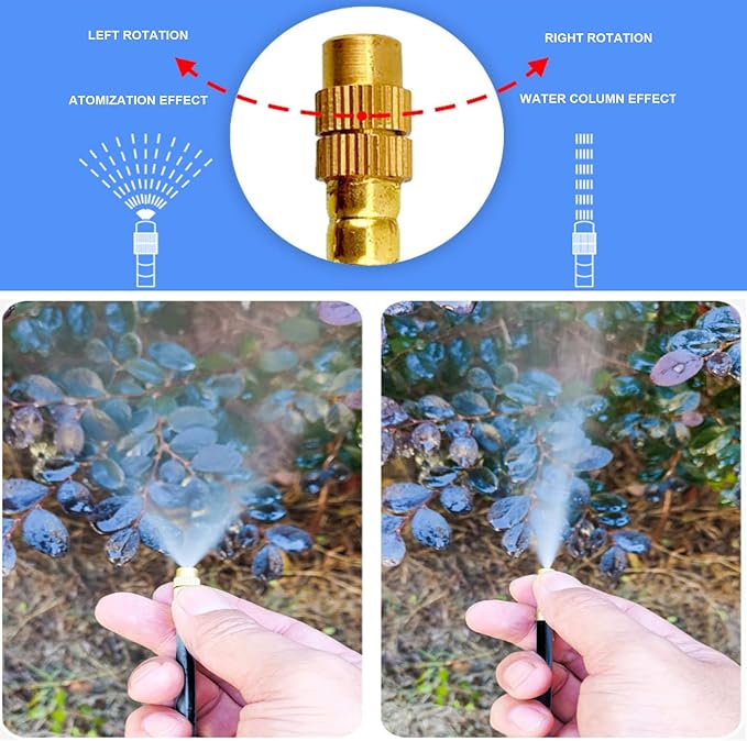 New drip Irrigation kit Automatic Garden Watering System Quick Connector and 360-degree Bending Dropper atomizing Copper Nozzle Garden Plant Lawn Courtyard Watering System. (Timer)