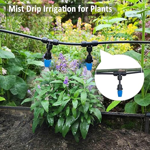 Drip Irrigation System with Water Timer for GardenMain ID 1/2inch 16.5Ft and 1/4inch 96Ft Water Hose Watering System Sufficient Water Pressure Irrigation Dripper Waterflow Evenly Easy DIY