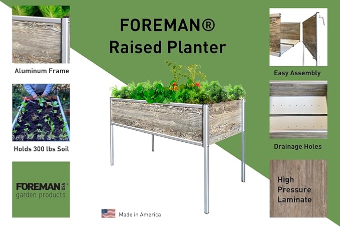 Foreman Raised Garden Bed on Legs – Weather-Resistant Raised Garden Bed (36 x 24 x 25) with Drainage Ideal Raised Garden Bed for Vegetables &amp Flowers – 300 lb Capacity Amaretto Wood Grain