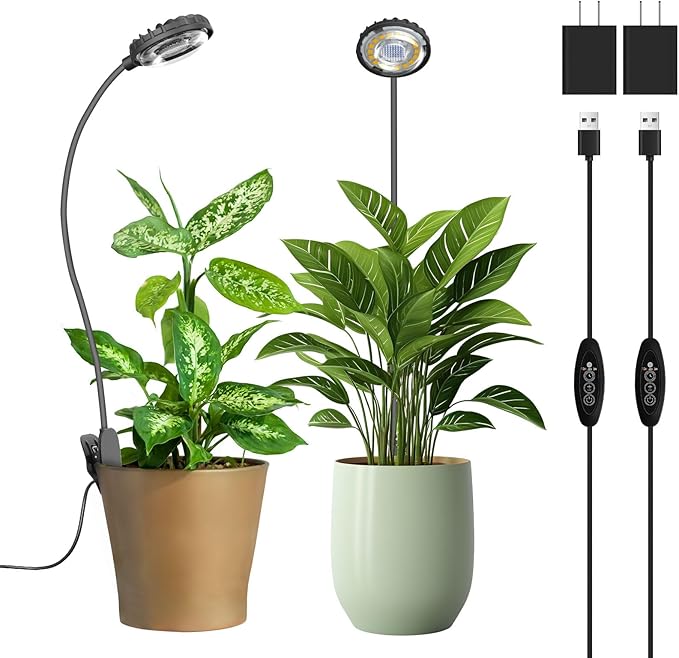 Plant Grow Lights Clip on Grow Light for Indoor Plants Full Spectrum LED Plant Lights for Indoor Growing with Timer4-Level Dimmable for Growth Small Grow Lamps 2 Pack