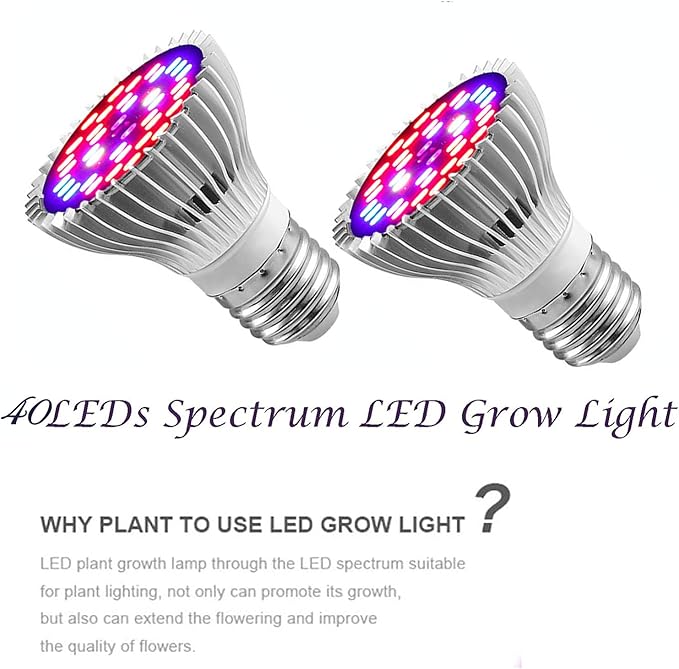 30W Full Spectrum Led Plant Grow Light Bulb E26 Plant Lights LED Plant Light Bulb for Indoor Plants Vegetables Hydroponics Indoor Garden Greenhouse and Organic Soil E26/E27 Base 4-Pack