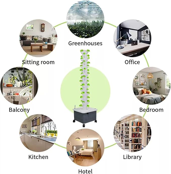 Hydroponic Tower Growing System Indoor Hydroponic Grow System Vertical Grow Tower15 Layer 45 Plants Sites With Pump And Movable Water TankSoilless Growing Hydroponic Growth Kit