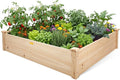 Hollyone 48 X 48 inches Wood Raised Garden Bed Frame Planters Wooden Elevated Planting Planter Box for Outdoor Herb Vegetables Flowers Grass Lawn Yard Patio - Natural 4×4ft