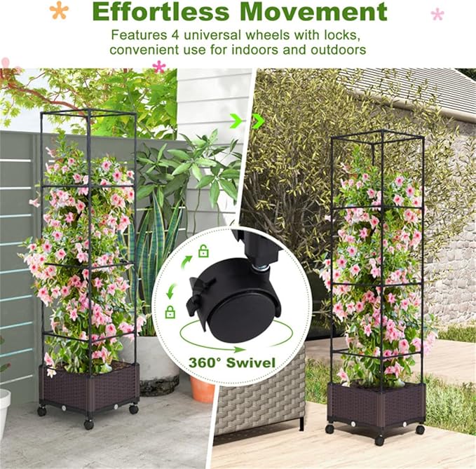 67inch Planter with Trellis Raised Garden Bed for Vine Climbing Plants Flowers Raised Bed Trellis Planter Box with Trellis for Outdoor Vine Climbing Plants Flowers Plant Stand with Climbing Racks