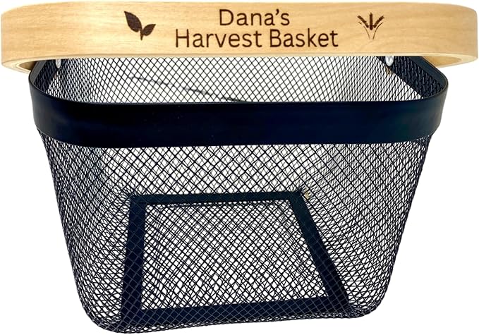 PersonalizedMetal Mesh Harvest Basket with Custom Engraved Handle Gift For Gardeners Vegitable Harvesting Basket Gardening Tools 9x7x7in