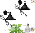 2-Pack Hook Type Wall Mounted Plant Light Full Spectrum 25W 6000K White Light Timing Retro Metal Adjusted Angle Black Wall Lamps for Plants Flowers Indoor Growing