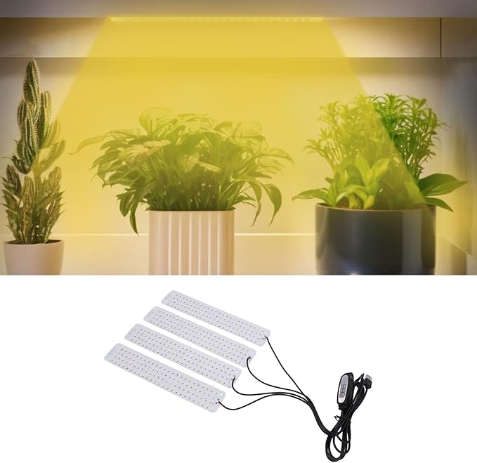 LED Grow Light Panel for Indoor Plants 384 LEDs Dimmable with Intelligent Timing 5V - High Efficiency Adjustable Brightness Ideal for Flowers and Vegetables