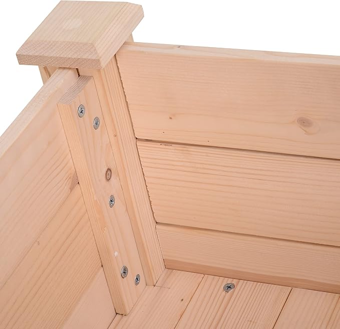 Outsunny Raised Garden Bed with Legs 34 x 18 x 30 Elevated Wooden Planter Box Self-Draining with Bed Liner for Vegetables Herbs and Flowers Backyard Patio Balcony Use Natural