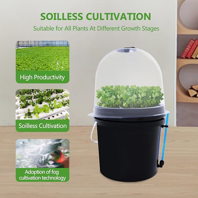 Hydroponics Seedling Cloning System Kit 8 Holes Cloning System Aeroponic Propagation Kit Fog Seedling Box Soilless Hydroponic Equipment for Indoor Outdoor Garden Vegetables