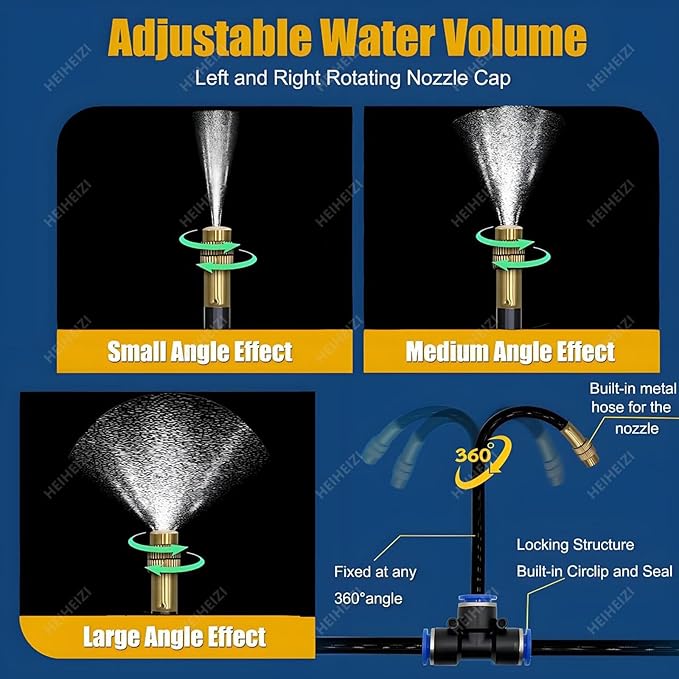 Drip Irrigation System KitAutomatic Garden Watering System for GreenhouseLawnRaised BedFlower BedMicro Misting Plant Sprinkler System with Irrigation TubingAdjustable Drip Emitters40m/131ft