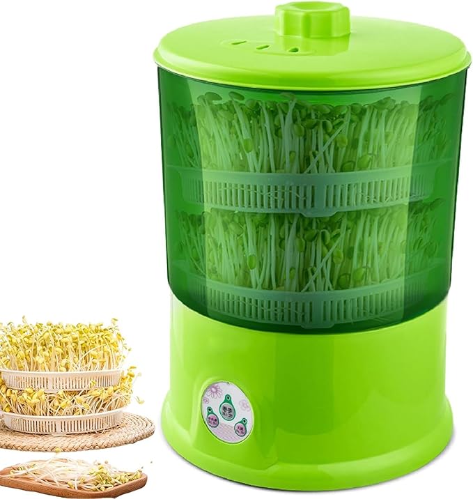 Intelligent Bean Sprouts Machine Bean Sprouts Growing Machine with LED Indicator and Pressure Plate Green Seeds Growing 360 Degree Watering for Making