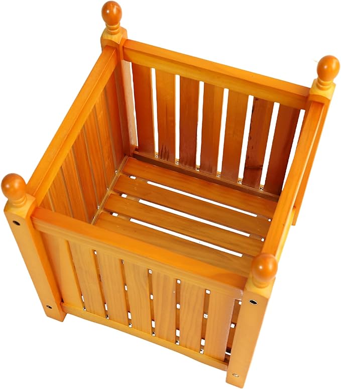 Wood Outdoor Square Wooden Flower and Herb Pot for Garden Porch and Patio Outside Plant and Vegetable ContainerPlanterTeak