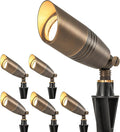 LUTEC Solid Brass Low Voltage Landscape Lighting 12V Heavy Duty Waterproof Landscape Spotlights Bronze Wired Uplights Outdoor Fixtureswith ABS Spike Garden Yard Pathway Tree Without Bulb 6 Pack