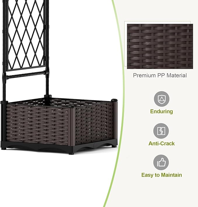 IDEAHOUSE 78 Garden Arbor with 2 Planter Boxes Versatile Climbing Frame Metal Garden Arch Trellis for Climbing Plants Decorative Wedding Arch Frame Weather-Resistant Trellis for Lawn Backyard