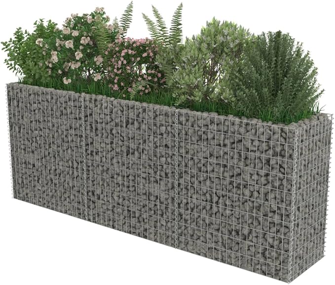 SKM Gabion Raised Gabion Raised Bed Galvanised Steel 106.3x19.7x39.4