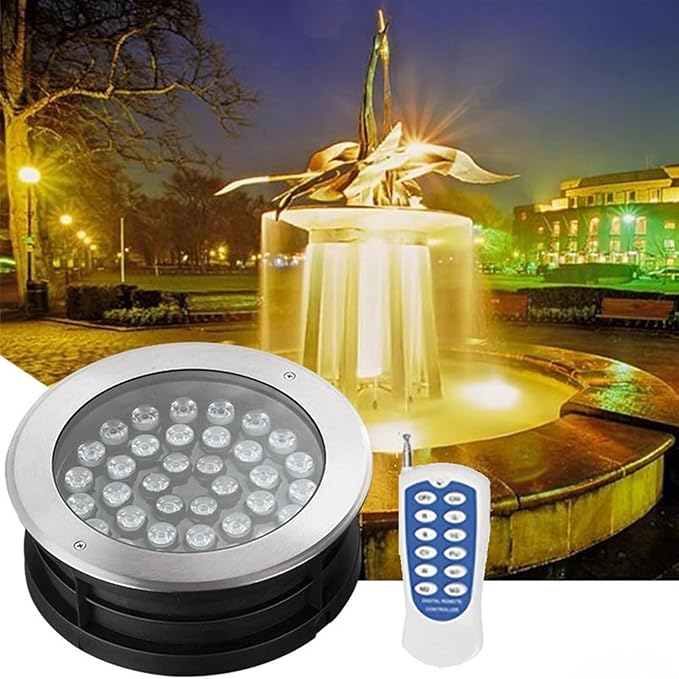 Outdoor Buried Lights - Underwater Tlight AC 12V Low Voltage Submersible Spotlight IP68 Waterproof Embedded Water Landscape Light Can Be Immersed in Water FoRGB+Remote Control-9W