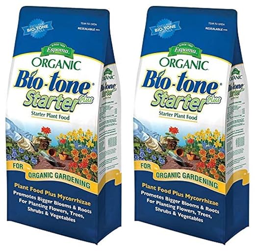 Espoma Organic Bio-Tone Starter Plus 4-3-3 Natural &amp Organic Starter Plant Food with Both Endo &amp Ecto Mycorrhizae 4 lb. Bag The Ultimate Starter Fertilizer - Pack of 2