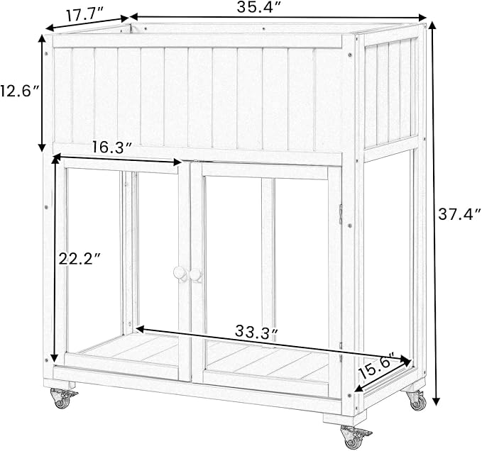 Christopher Knight Home Belfast Small Patio Cold Frame Fir Wood Greenhouse Compact 2 Doors Garden Greenhouse with Wheels Raised Bed with Liner Cold Frame Potting Cabinet for Balcony Yard Black